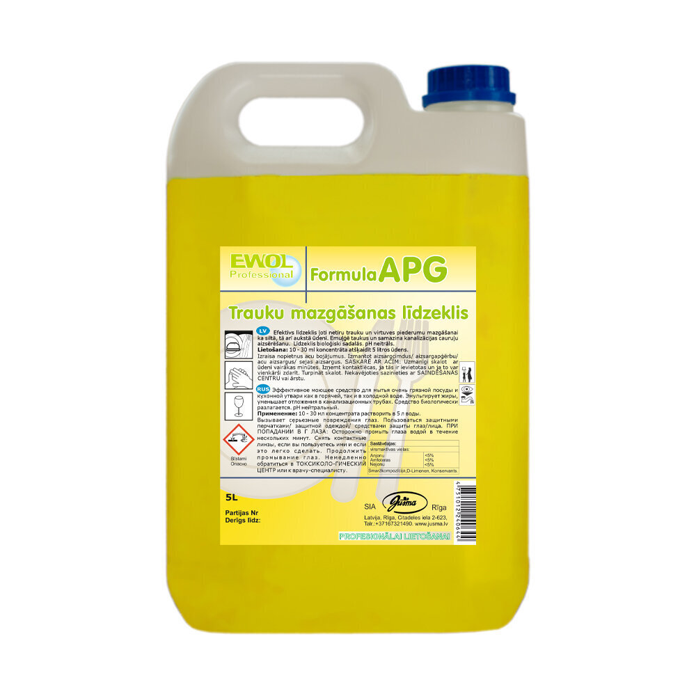 Indų ploviklis EWOL Professional formula APG, 5L цена и информация | Indų plovimo priemonės | pigu.lt