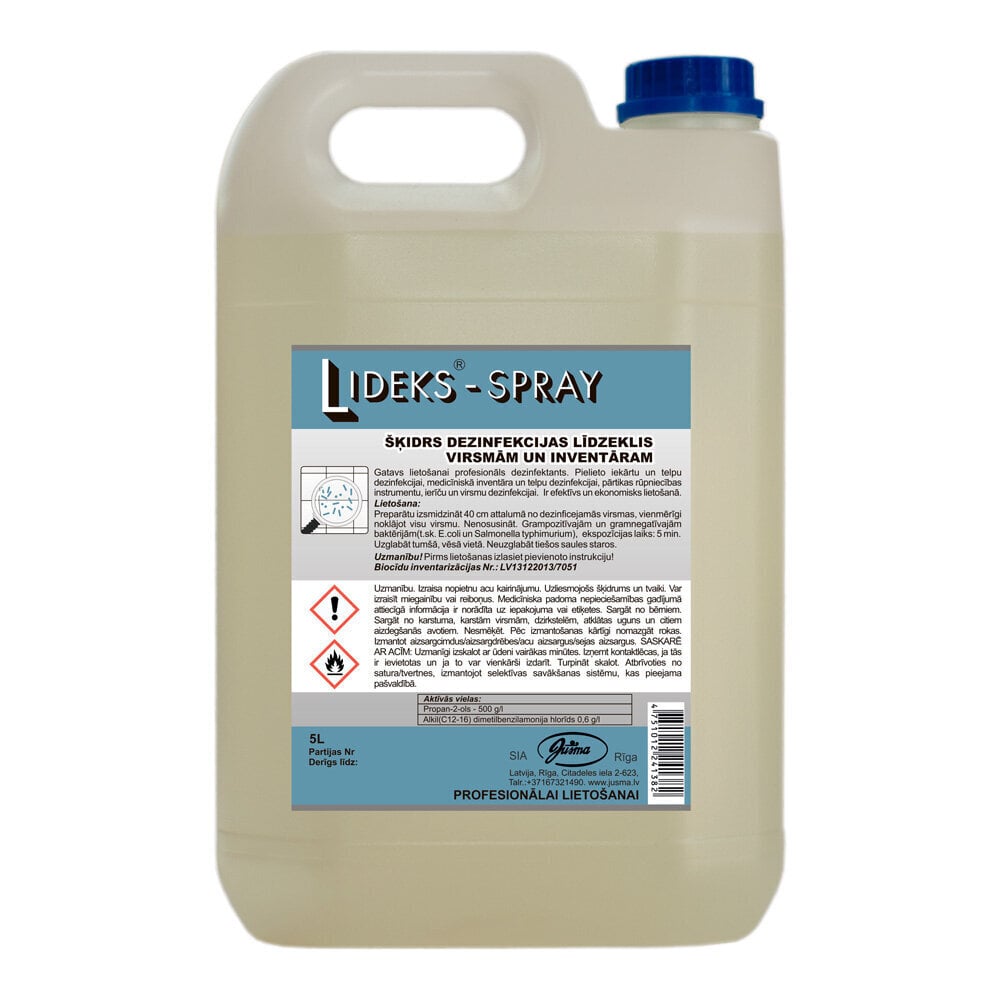Greitai veikianti dezinfekcinė priemonė paviršiams Lideks Spray 5L kaina ir informacija | Valikliai | pigu.lt