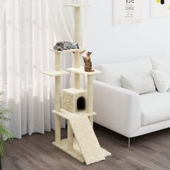 Draskyklė katėms su stovais iš sizalio, kreminės spalvos, 155cm цена и информация | Когтеточки | pigu.lt