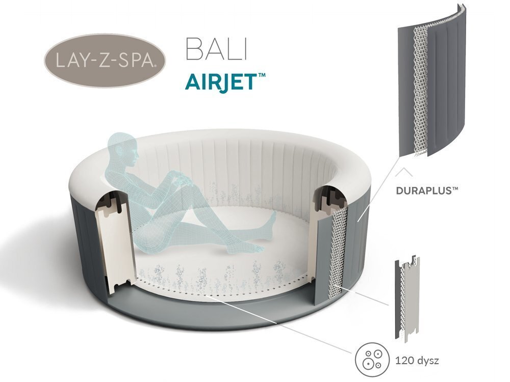 Sūkurinė vonia Lay-Z-Spa Bali su LED, 4 asmenims kaina ir informacija | Baseinai | pigu.lt