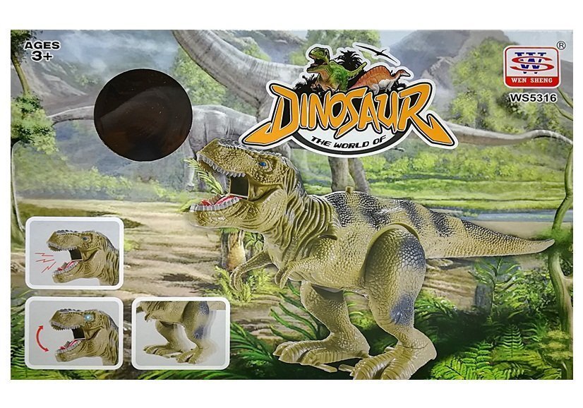 Judantis dinozauras Tiranozauras su garso ir šviesos efektais, žalias kaina ir informacija | Žaislai berniukams | pigu.lt