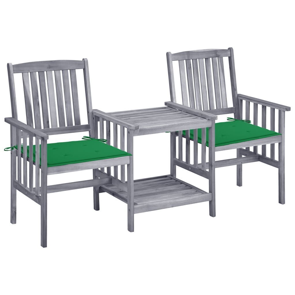 Sodo kėdės su arbatos staliuku ir pagalvėlėmis, akacija kaina ir informacija | Lauko baldų komplektai | pigu.lt