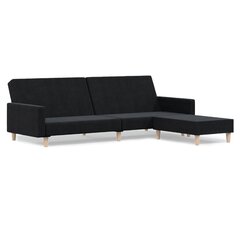 Dvivietė sofa-lova su pakoja, juoda, audinys kaina ir informacija | Sofos | pigu.lt
