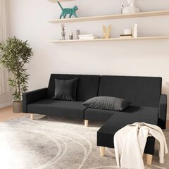 Dvivietė sofa-lova su pakoja, juoda, audinys kaina ir informacija | Sofos | pigu.lt