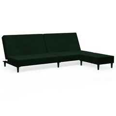 Dvivietė sofa-lova su pakoja, tamsiai žalia, aksomas kaina ir informacija | Sofos | pigu.lt