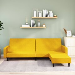 Dvivietė sofa-lova su pakoja, geltona, aksomas kaina ir informacija | Sofos | pigu.lt