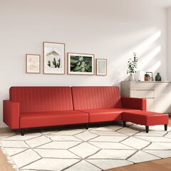 Dvivietė sofa-lova su pakoja, vyno raudona, dirbtinė oda kaina ir informacija | Sofos | pigu.lt