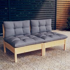 Dvivietė sodo sofa su pilkomis pagalvėlėmis, pilka цена и информация |  Садовые стулья, кресла, пуфы | pigu.lt