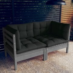 Dvivietė sodo sofa su antracito pagalvėlėmis, pušies masyvas kaina ir informacija | Lauko kėdės, foteliai, pufai | pigu.lt