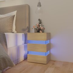 Naktinė spintelė su LED apšvietimu, 45x35x67 cm, ruda цена и информация | Прикроватные тумбочки | pigu.lt