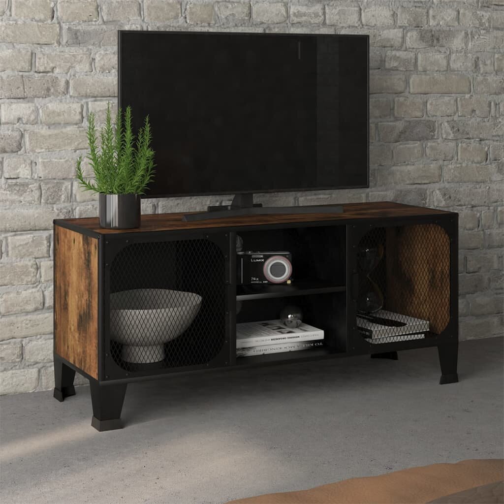 vidaXL Televizoriaus spintelė, kaimiška ruda, 105x36x47cm, metalas/MDF kaina ir informacija | TV staliukai | pigu.lt