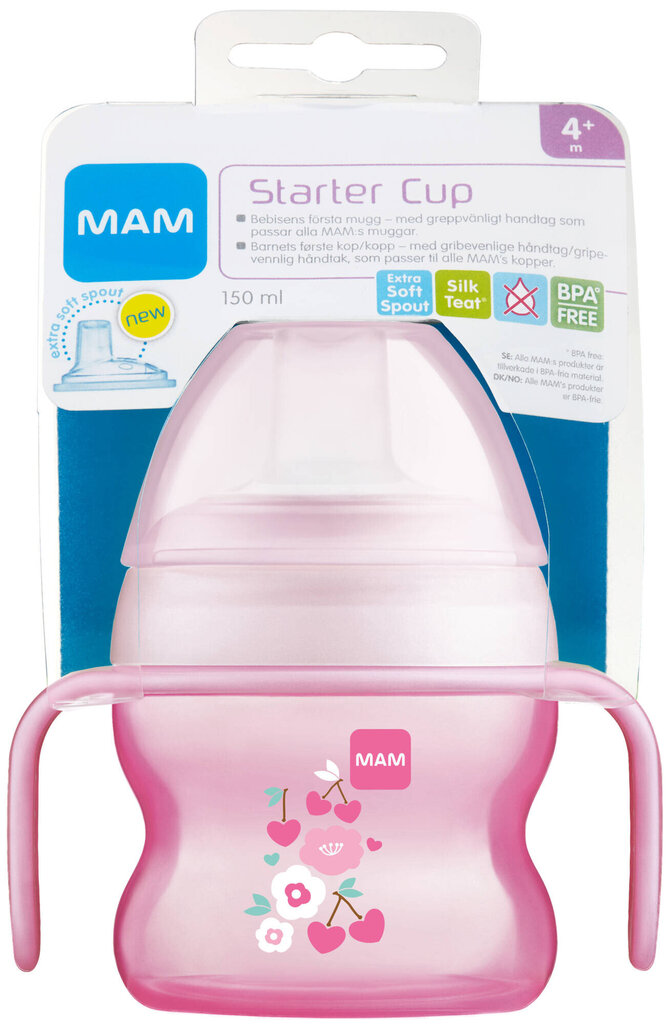 Buteliukas MAM 4 mėn.+, 150 ml, Pink kaina ir informacija | Buteliukai kūdikiams ir jų priedai | pigu.lt