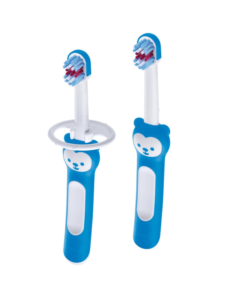 Dantų šepetėlis vaikams MAM, 6 mėn.+, 2 vnt., mėlynas kaina ir informacija | Higienos priemonės | pigu.lt