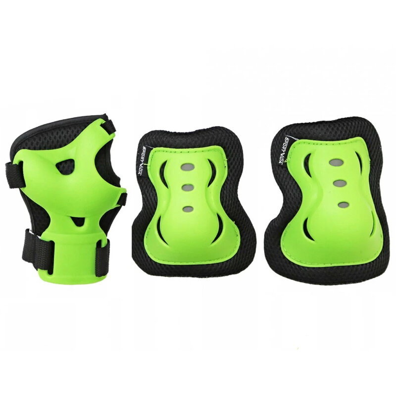 SportVida Children Hard Shell Anatomic Safe Protectors for Elbow & Knees & Palms (size L) Green kaina ir informacija | Apsaugos | pigu.lt