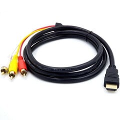 Riff HDMI Male to 3RCA Audio & Video Cable 1m Black kaina ir informacija | Kabeliai ir laidai | pigu.lt