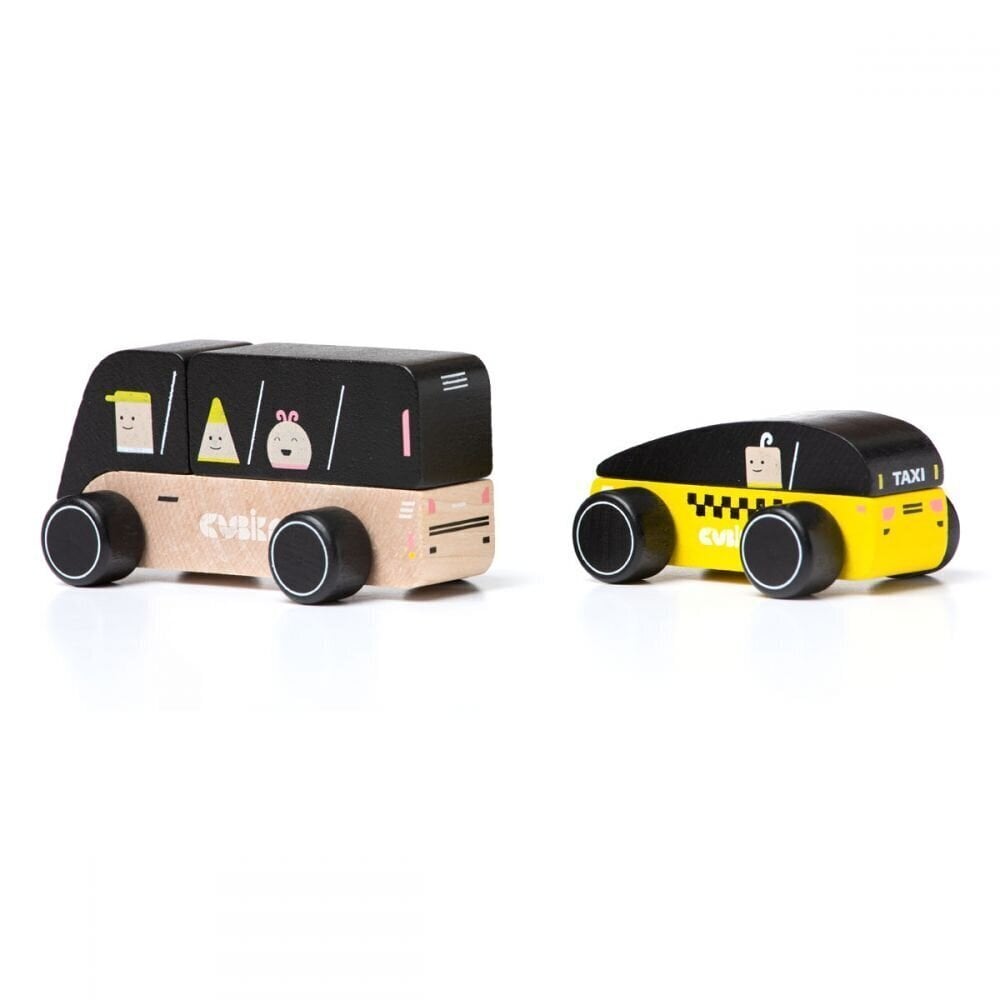 Mediniai automobiliai Miesto transportas, 2 vnt kaina ir informacija | Žaislai berniukams | pigu.lt