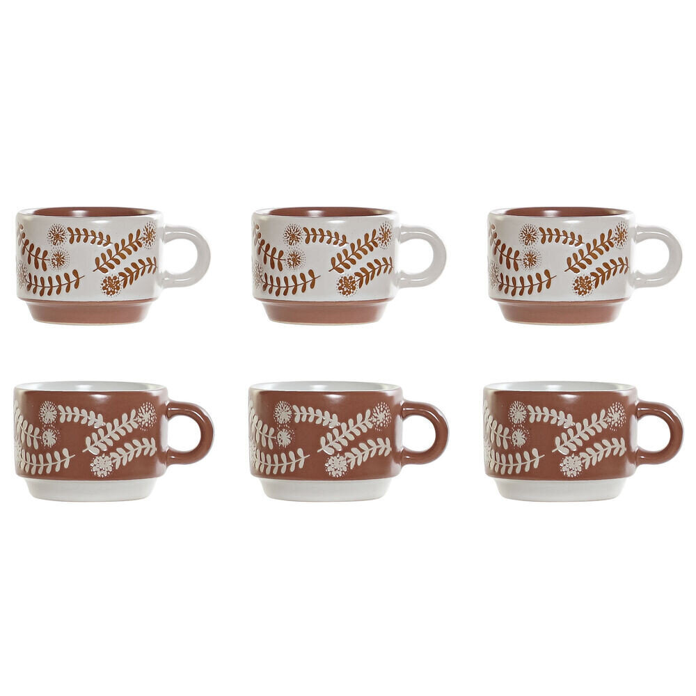 Vnt. kavos puodelių rinkinys DKD Home Decor Degtas molis Balta Keramikos dirbinys (9 x 6.5 x 5 cm) (6 pcs) (90 ml) kaina ir informacija | Taurės, puodeliai, ąsočiai | pigu.lt