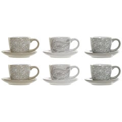 Vnt. kavos puodelių rinkinys DKD Home Decor Pilka Rusvai gelsva Metalinis Keramikos dirbinys (6 pcs) (180 ml) (21 x 17 x 21 cm) kaina ir informacija | Taurės, puodeliai, ąsočiai | pigu.lt