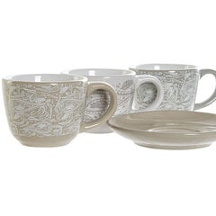 Vnt. kavos puodelių rinkinys DKD Home Decor Pilka Rusvai gelsva Metalinis Keramikos dirbinys (6 pcs) (180 ml) (21 x 17 x 21 cm) kaina ir informacija | Taurės, puodeliai, ąsočiai | pigu.lt