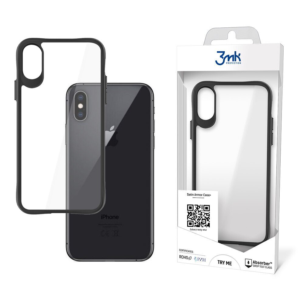 3mk Satin Armor Case+, skirtas Apple iPhone X/XS, skaidrus kaina ir informacija | Telefono dėklai | pigu.lt