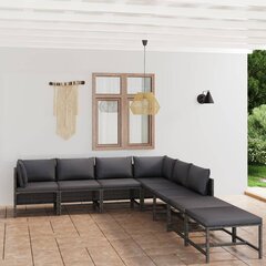 Sodo baldų komplektas vidaXL, su pagalvėlėmis, 8 dalių, pilkas kaina ir informacija | Lauko baldų komplektai | pigu.lt