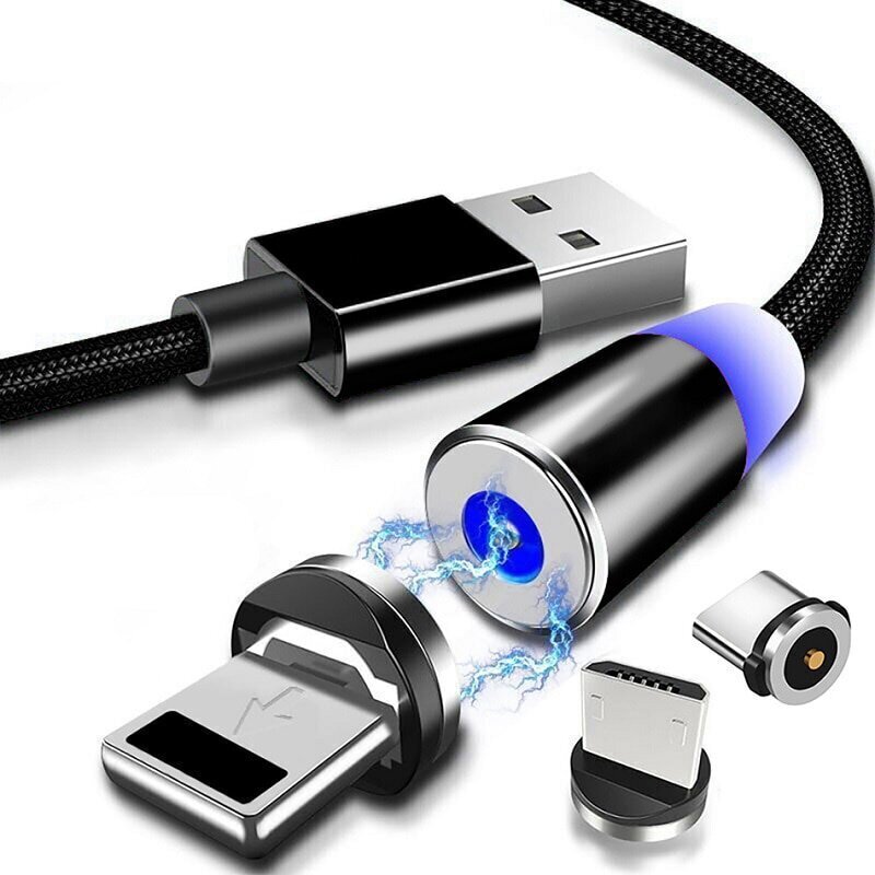 Laidas, kabelis, magnetinis įkroviklis 3in1 (Micro USB, Type-C, iPhone lightning) telefonui цена и информация | Laidai telefonams | pigu.lt