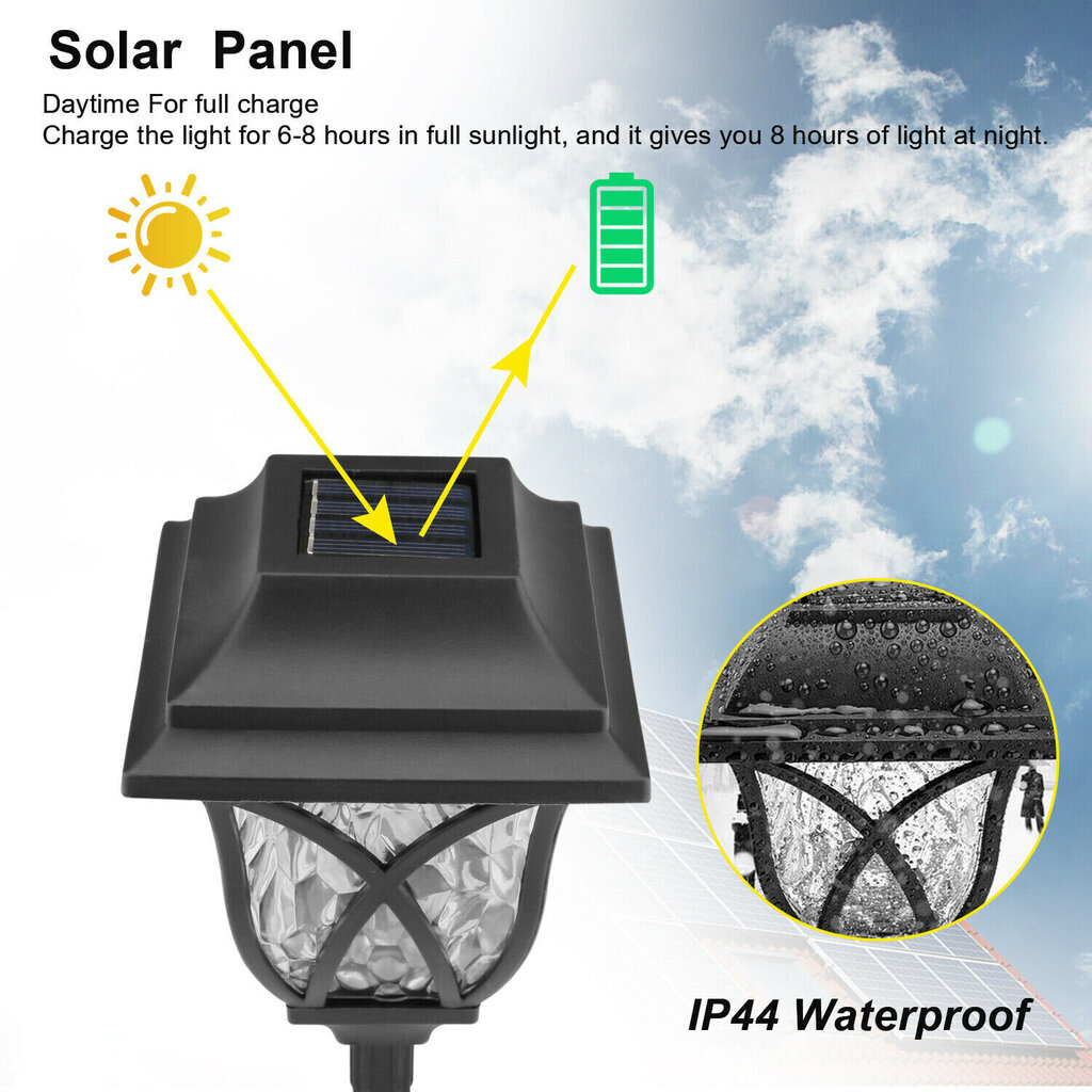 Sodo lempa su saulės baterija, 44 cm, 6 vnt kaina ir informacija | Lauko šviestuvai | pigu.lt