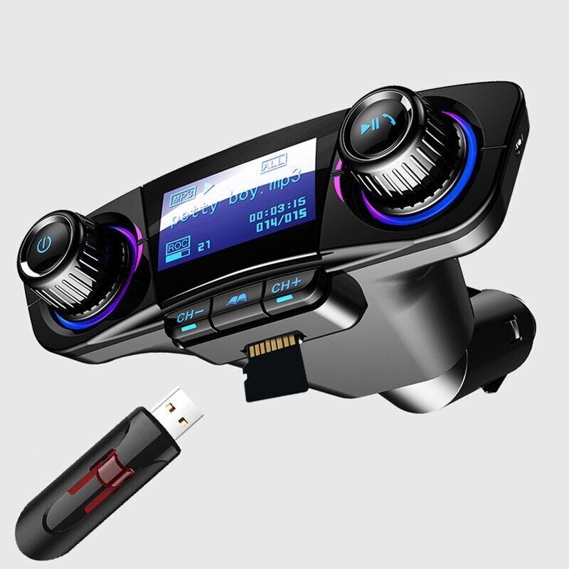 Bluetooth automobilinis siųstuvas - FM moduliatorius, telefono pakrovėjas, MP3 grotuvas kaina ir informacija | FM moduliatoriai | pigu.lt