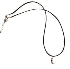 Ожерелье с серебряной подвеской Русалка с плетеным черным кожаным шнуром Застежка регулируемой длины цена и информация | Украшения на шею | pigu.lt