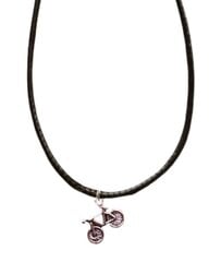 Ожерелье с серебряной подвеской-колесом и плетеным черным кожаным шнуром с застежкой регулируемой длины цена и информация | Украшения на шею | pigu.lt