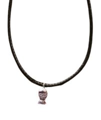 Серебряный кулон в виде ожерелья с плетеным черным кожаным шнуром и застежкой регулируемой длины цена и информация | Украшения на шею | pigu.lt