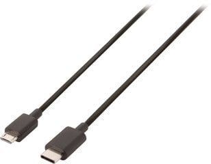 Kabelis USB-C M - micro USB M, 1m, plėvelė, juoda kaina ir informacija | Kabeliai ir laidai | pigu.lt