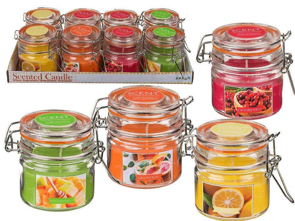 Kvapi žvakė su dangteliu (spanguolė, medus/melionas, greipfrutas ir citrina) 8x8cm