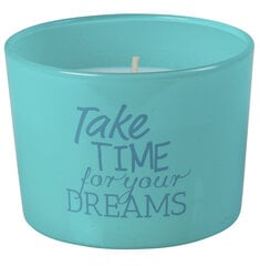Kvapi žvakė stiklinėje 6x8cm Skirkite laiko savo svajonėms (turkis) / 3 kaina ir informacija | Žvakės, Žvakidės | pigu.lt