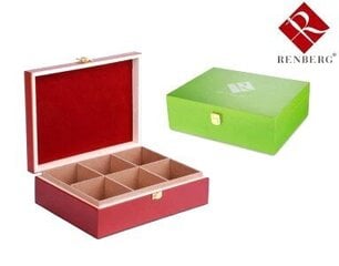 Arbatos dėžutė 25x19x8 cm, raudona, žalia цена и информация | Посуда для хранения еды | pigu.lt