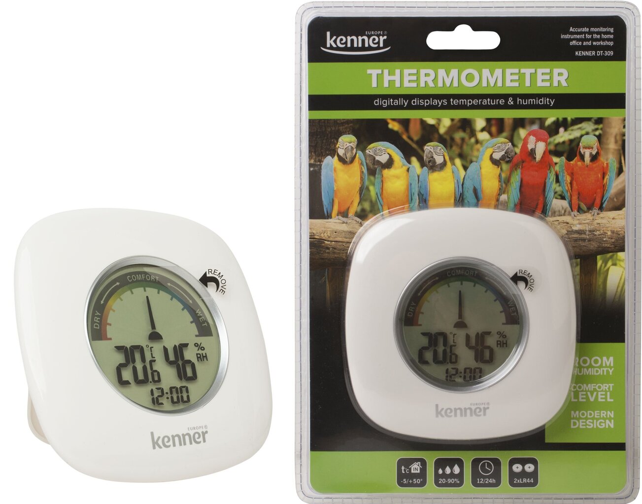 Kenner vidinis termometras / higrometras / laikrodis цена и информация | Meteorologinės stotelės, termometrai | pigu.lt