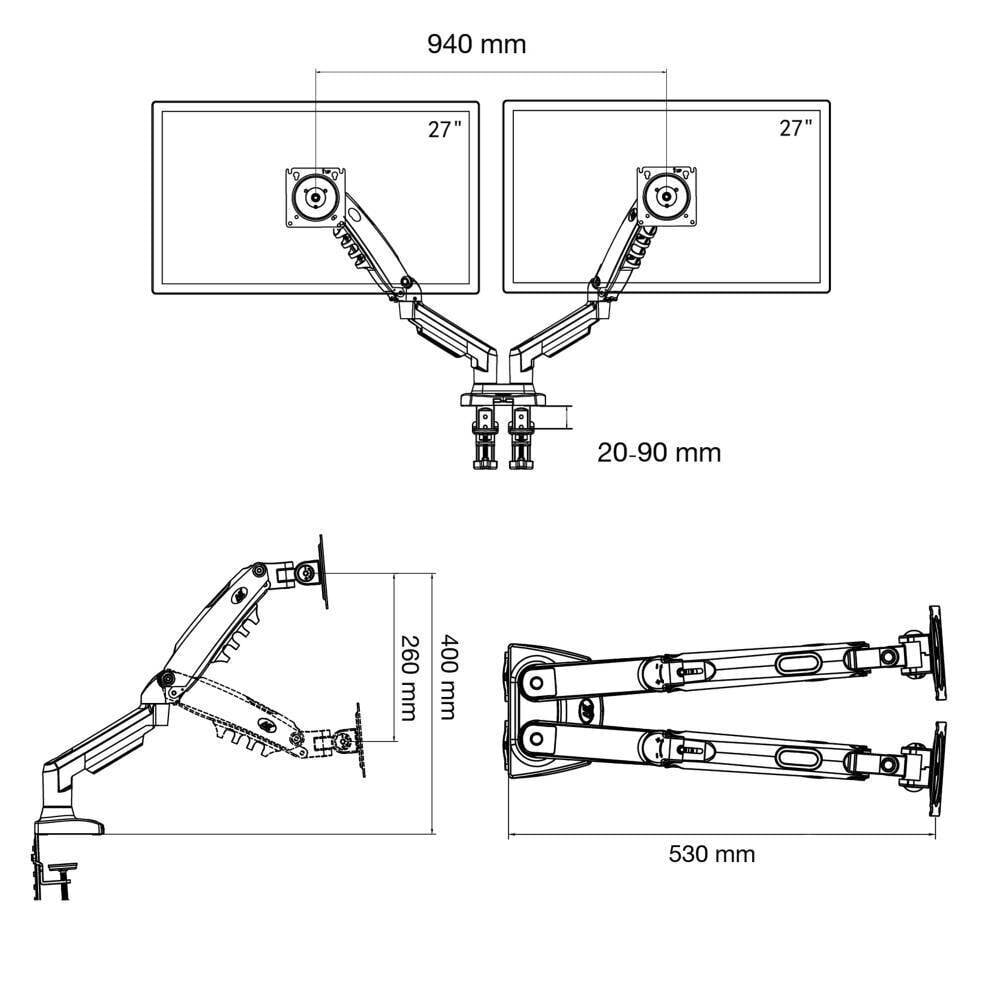 NB F160 17"-27" (VESA iki 100x100, iki 2x9 kg) цена и информация | Monitorių laikikliai | pigu.lt