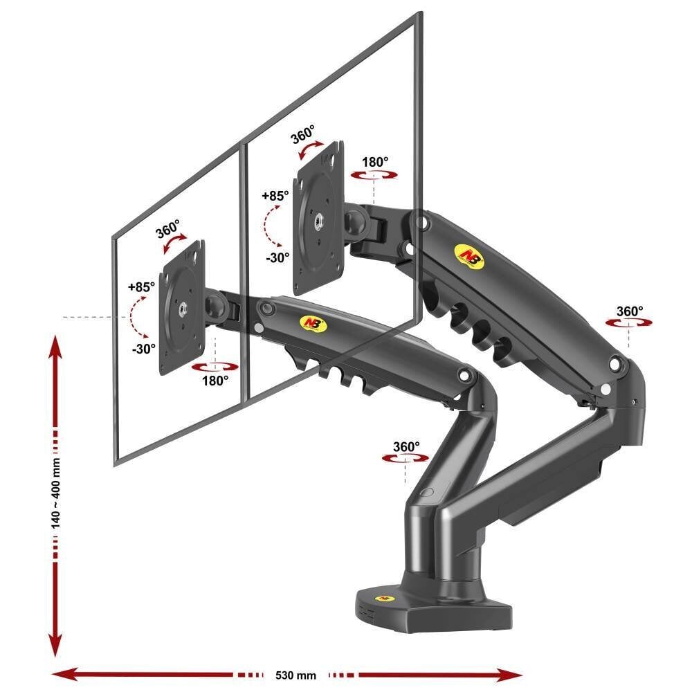 NB F160 17"-27" (VESA iki 100x100, iki 2x9 kg) kaina ir informacija | Monitorių laikikliai | pigu.lt