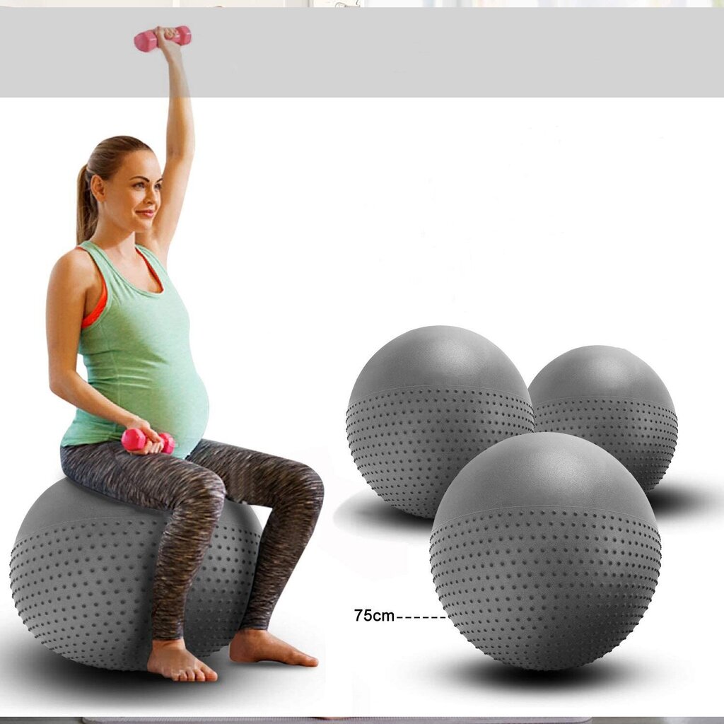 Gimnastikos kamuolys su masažine dalimi 75cm + Pompa kaina ir informacija | Gimnastikos kamuoliai | pigu.lt