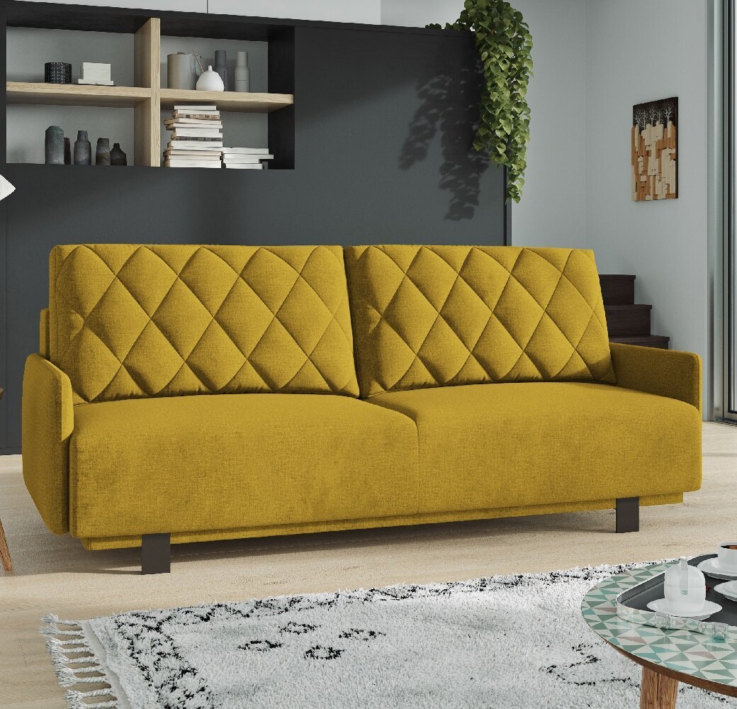 Trivietė sofa - lova Kari, geltona цена и информация | Sofos | pigu.lt