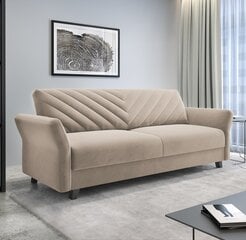 Trivietė sofa - lova Rona, smėlio цена и информация | Диваны | pigu.lt