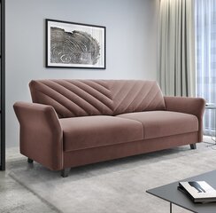 Trivietė sofa - lova Rona, rožinė цена и информация | Диваны | pigu.lt