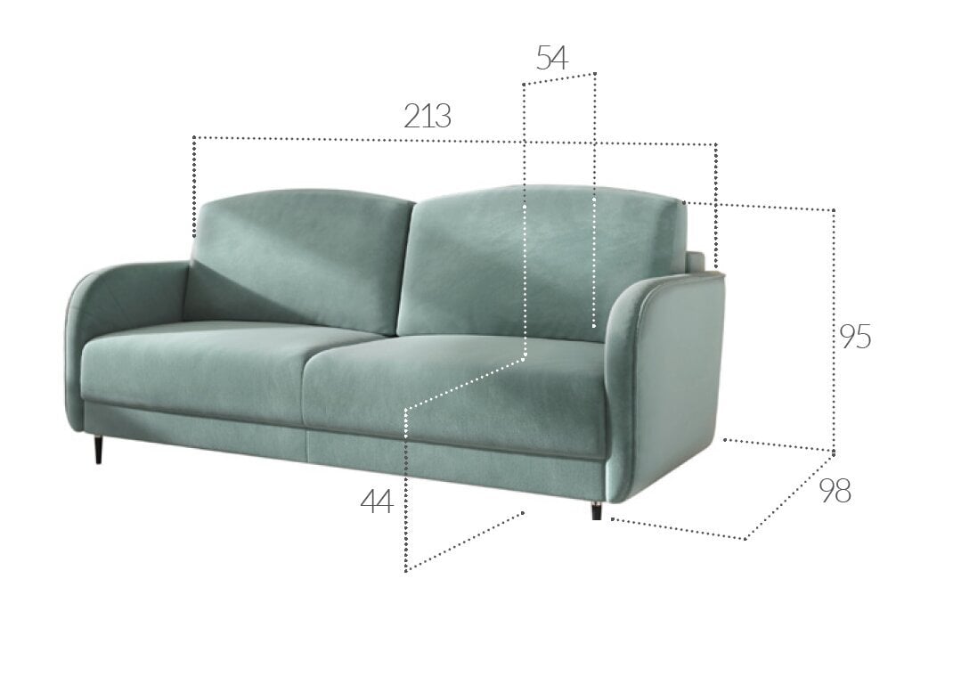 Trivietė sofa - lova Laga, žalia kaina ir informacija | Sofos | pigu.lt