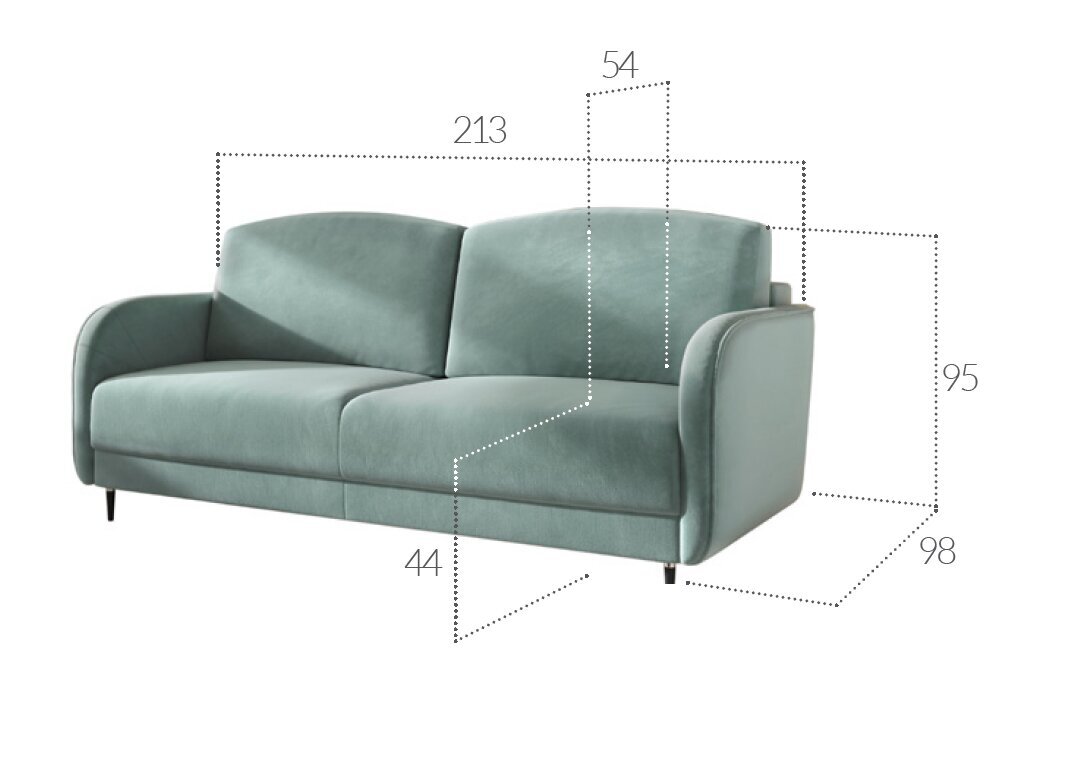 Trivietė sofa - lova Laga, pilka kaina ir informacija | Sofos | pigu.lt