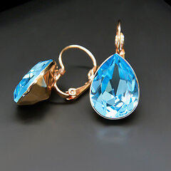 Auskarai moterims DiamondSky „Crystal Drop II (Aquamarine Blue)“ su Swarovski kristalais kaina ir informacija | Auskarai | pigu.lt