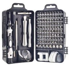 Riff 115 Compact Screewdriver & Repair Toolkit Set with 115 elements into 2-Sided Carryig Box kaina ir informacija | Telefonų dalys ir įrankiai jų remontui | pigu.lt