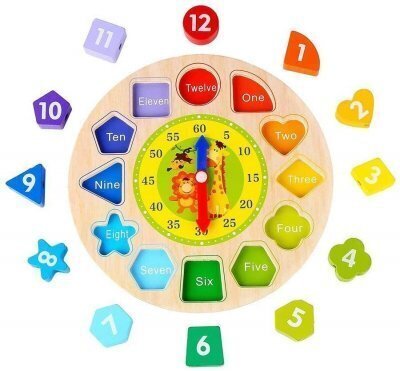Medinis laikrodis su figūrėlėmis, 22 cm kaina ir informacija | Lavinamieji žaislai | pigu.lt
