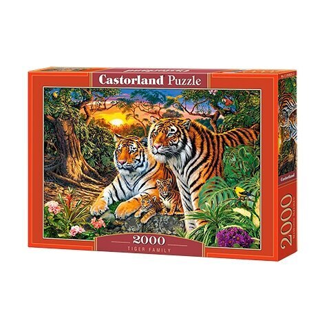 Puzzle 2000 pieces Family of tigers kaina ir informacija | Dėlionės (puzzle) | pigu.lt
