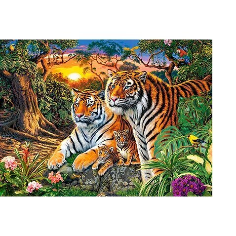 Puzzle 2000 pieces Family of tigers kaina ir informacija | Dėlionės (puzzle) | pigu.lt