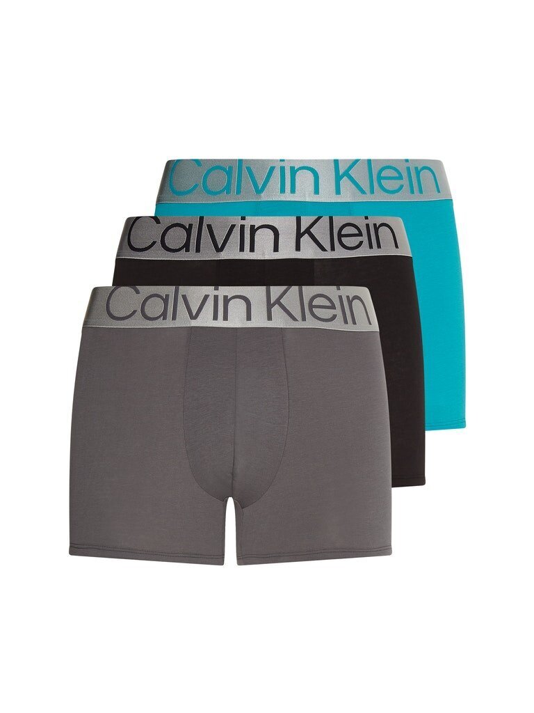 Vyriškos trumpikės Calvin Klein TRUNK 3 poros, juodos/pilkos/turkio spalvos 000NB3130A 13C 45692 kaina ir informacija | Trumpikės | pigu.lt